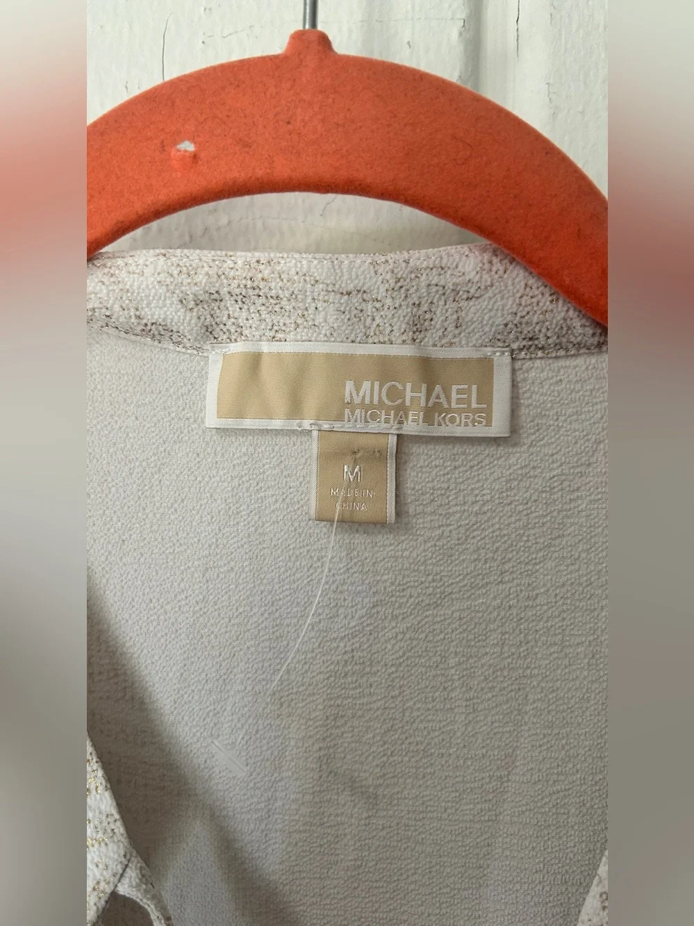 Michael Kors Cream Paisley Ruffle Tassel Peplum Blouse